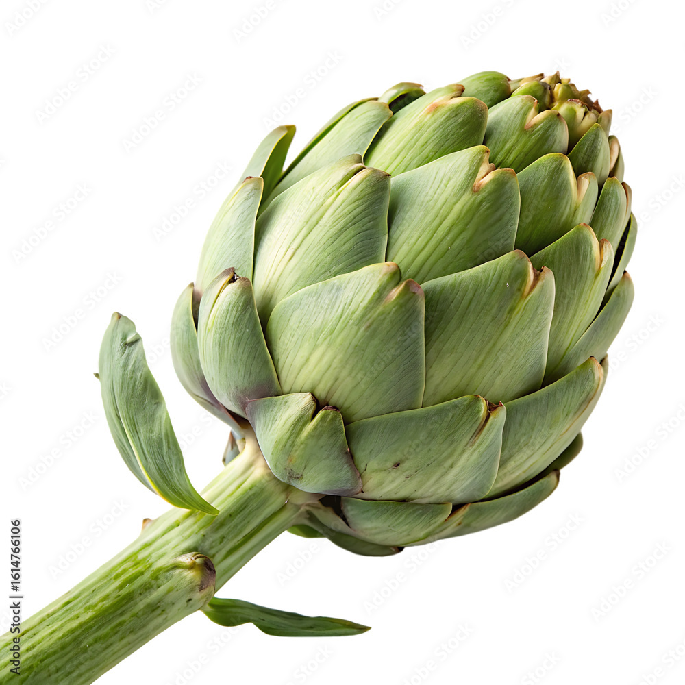 Obraz premium A whole single artichoke bud isolated on a transparent background