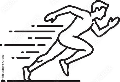 Line Art Running Human with Motion Streaks – Speed and Movement Vector.