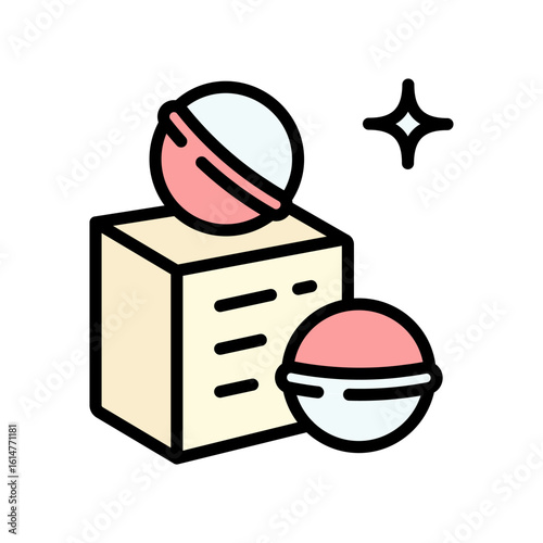 Bath salts bomb icon. Vector simple illustration from beauty concept. Bath Bomb Packaging. Sparkling sea salt ball for aromatherapy and relaxation