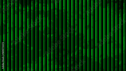 Abstract visually striking background with vertical striped bars in varying shades of glowing green.  Smoky, marbled, or cloudy texture depth and an illusion with structured pattern.