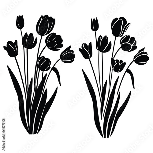 Black silhouette tulip arrangements tulips flowers