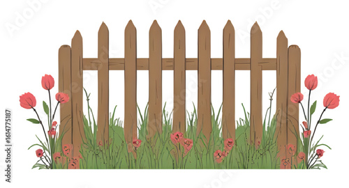 wooden fence with flowers