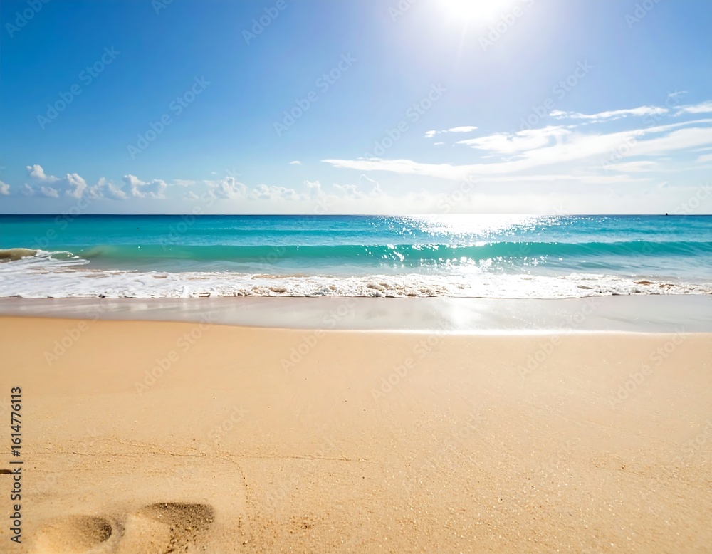 Fototapeta premium Sunny beach scene with turquoise water
