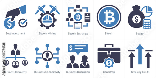 A set of 10 mix icons as best investment, bitcoin mining, bitcoin exchange