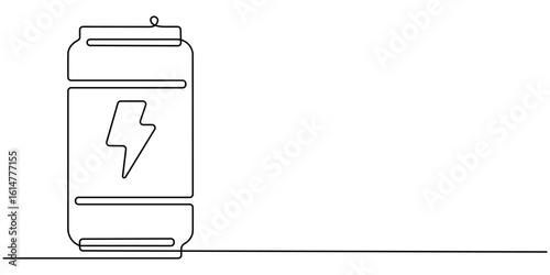 Continuous line drawing of soda aluminum can. One line of aluminum can, Continuous line drawing of soda aluminum can. One line of aluminum can. Soda refreshing drink concept continuous line art. 