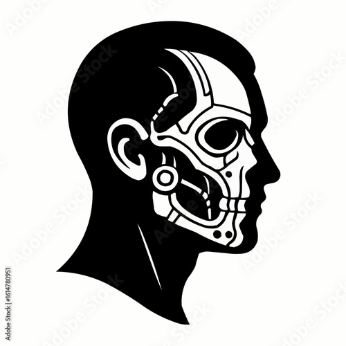 A dark, scary human skull and crossbones illustration, a symbol of danger and death, perfect for Halloween or pirate-themed designs