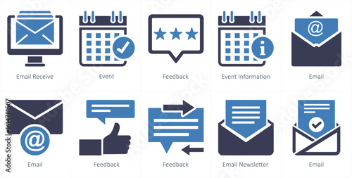 A set of 10 mix icons as email receive, event, feedback