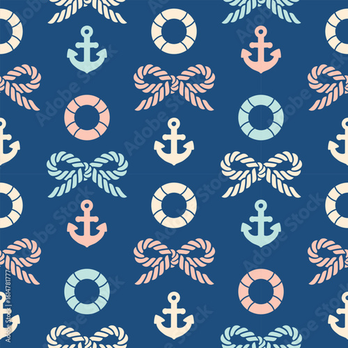 Description: Seamless pattern with cute anchors, ideal for maritime-themed wrapping paper, summer party decorations, or nautical apparel with whimsical charm