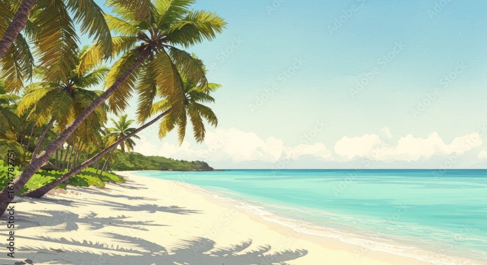 Obraz premium Serene Tropical Beach Scene Under a Sunny Sky