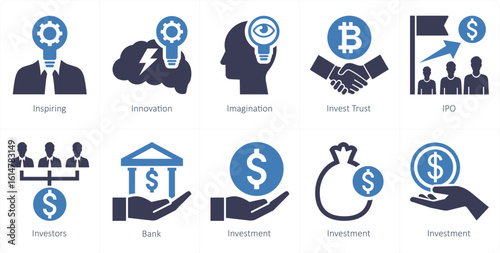 A set of 10 mix icons as inspiring, innovation, imagination
