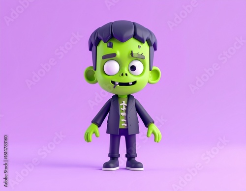 3D Cute Frankenstein Monster Cartoon Character
