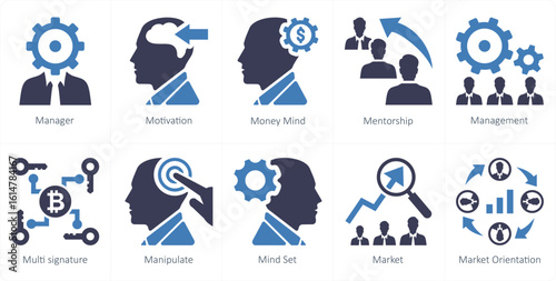 A set of 10 mix icons as manager, motivation, money mind