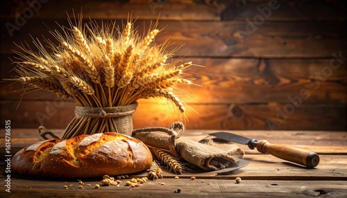 Rustic Wheat and Bread Display for Lammas Day