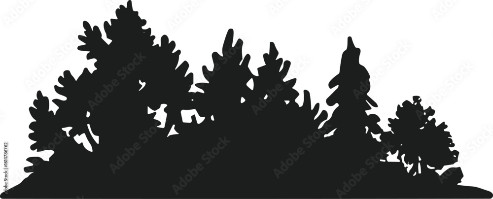 Obraz premium Tree Line Silhouette – Dense Forest Vector Illustration