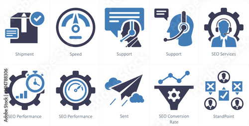 A set of 10 mix icons as shipment, speed, support