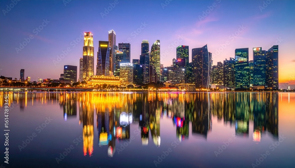 Obraz premium Colorful City Skyline Reflection Abstract Design