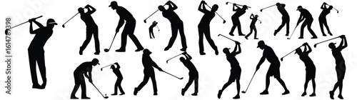  Golf Player Silhouettes vector bundle