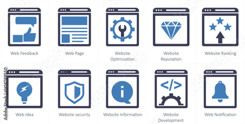 A set of 10 mix icons as web feedback, web page, website optimization