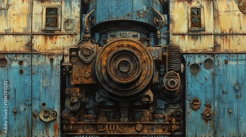 Wallpaper Mural Rusty Relic: A Steampunk Train Engine's Intricate Detail Torontodigital.ca