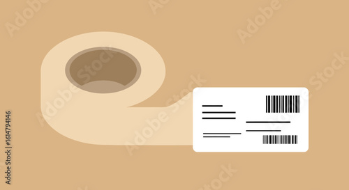 Stylized Shipping Package with Label and Barcode Illustration