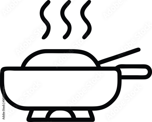 Cooking Pan Icon Symbol of Food Preparation Meal Recipe Culinary Kitchen Utensil