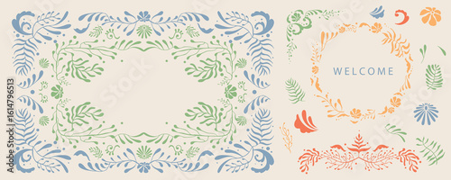 Vintage divider and border in nouveau line style object element for wedding, classic invitation