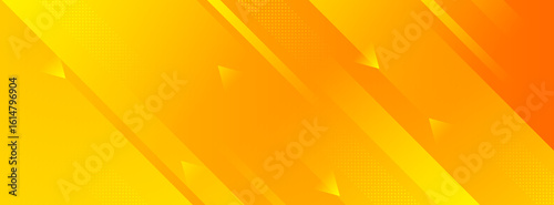 Vibrant yellow and orange gradient banner background with dynamic diagonal lines for modern design