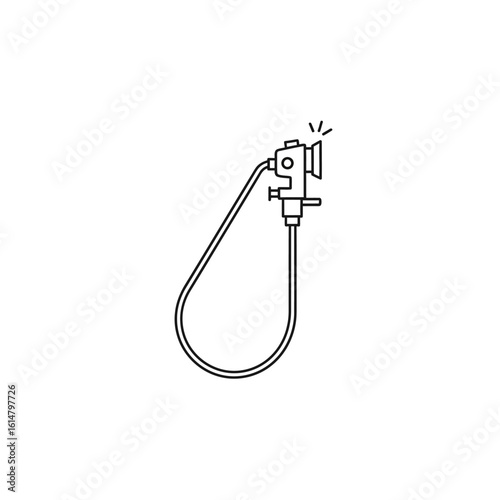 Line drawing illustration of an endoscope medical instrument, depicting its components.