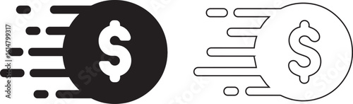 Money Transfer Icon Set  Fast Payment and  USD Dollar Symbol Vector