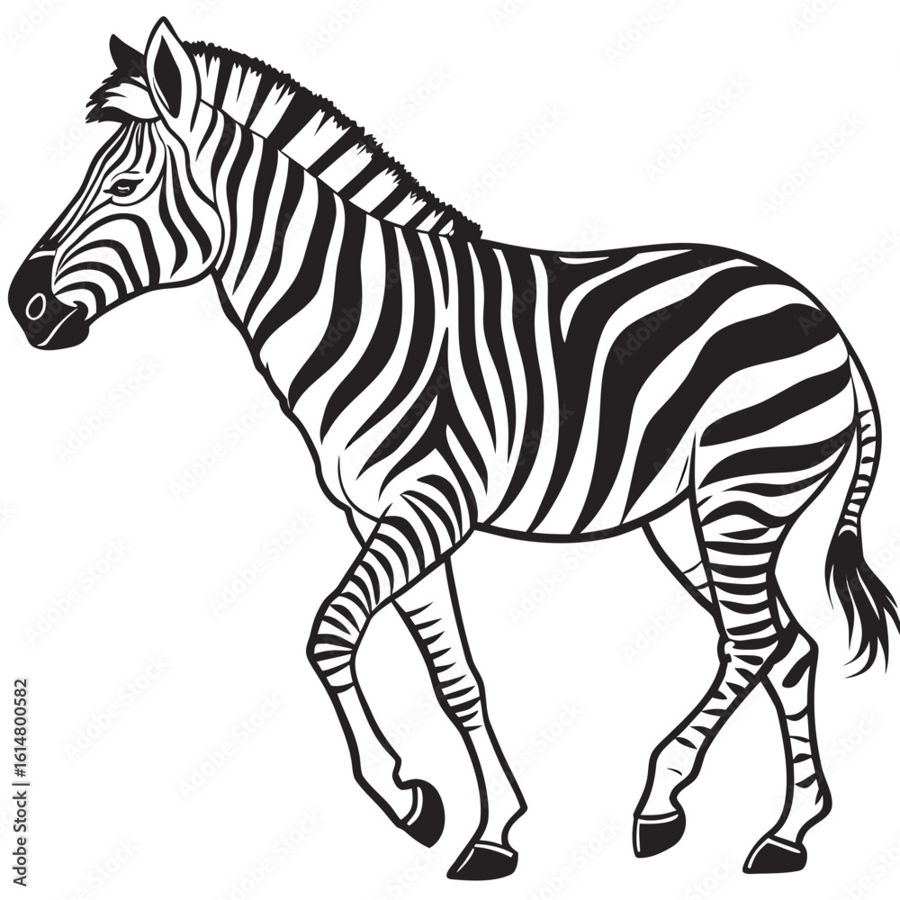 Fototapeta premium Zebra silhouette on white background