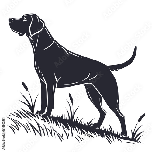 Dog silhouette on white background