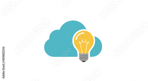 Cloud Idea: An illustrative representation of a cloud and a light bulb, symbolizing innovation and creative idea generation. The image evokes concepts of cloud technology, brainstorming.