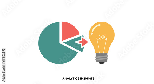 Analytic Insights: Conceptual illustration of business data analysis, merging a pie chart with an illuminated lightbulb, representing innovative ideas and insightful data-driven strategies.