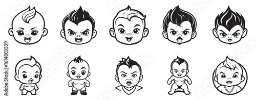 Baby logo illustration set collection representing cute and playful infant-themed designs suitable for childcare products baby clothing brands and parenting-related projects