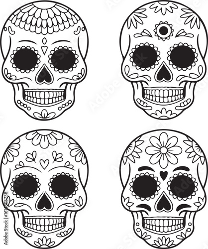  Colorful Mexican Sugar Skull – Día de los Muertos Vector Art
2️⃣ Traditional Day of the Dead Sugar Skull Illustration
3️⃣ Floral Mexican Sugar Skull – Decorative Calavera Design
4️⃣ Hand Drawn Sugar 
