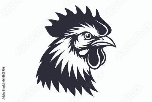mascot style chicken head black and white vector
