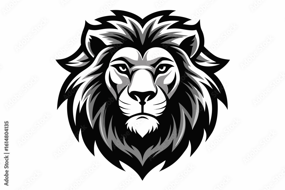 Fototapeta premium mascot style lion head black and white vector