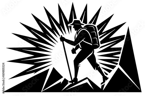 minimalist hiker climbing