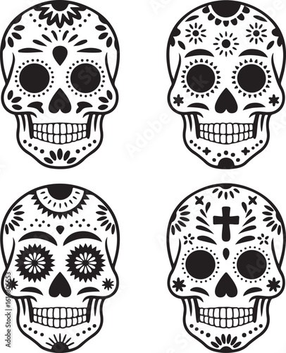  Colorful Mexican Sugar Skull – Día de los Muertos Vector Art
2️⃣ Traditional Day of the Dead Sugar Skull Illustration
3️⃣ Floral Mexican Sugar Skull – Decorative Calavera Design
4️⃣ Hand Drawn Sugar 