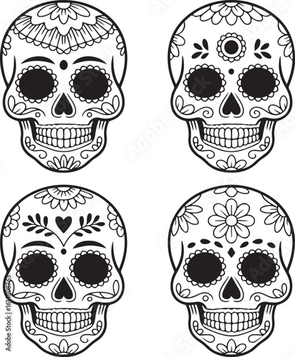  Colorful Mexican Sugar Skull – Día de los Muertos Vector Art
2️⃣ Traditional Day of the Dead Sugar Skull Illustration
3️⃣ Floral Mexican Sugar Skull – Decorative Calavera Design
4️⃣ Hand Drawn Sugar 