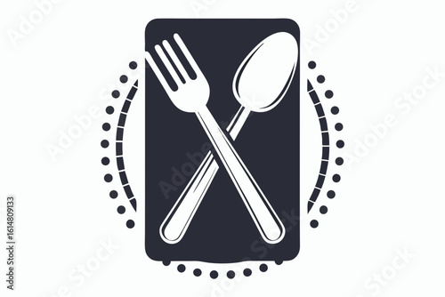 minimalist logo white fork and spoon silhouette