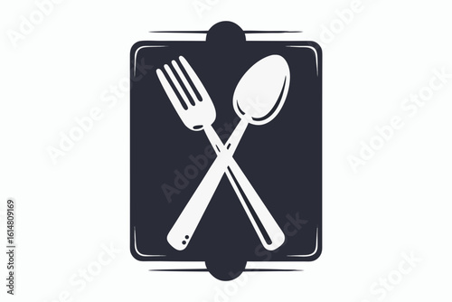 minimalist logo white fork and spoon silhouette