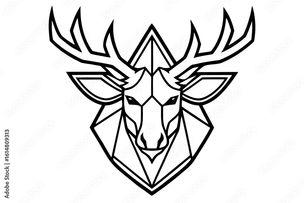 moose head logo vector geometric design angular shape black and white silhouette moose head logo vector geometric design angular shape black and white silhouette
