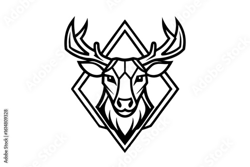 moose head logo vector geometric design angular shape black and white silhouette