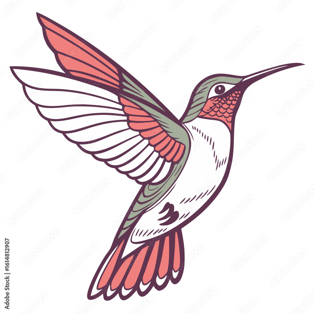 Obraz premium Colorful Hummingbird Vector Silhouette for Nature and Wildlife Themes