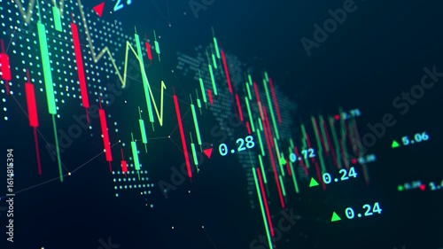 Stock market trading graph volatility animation