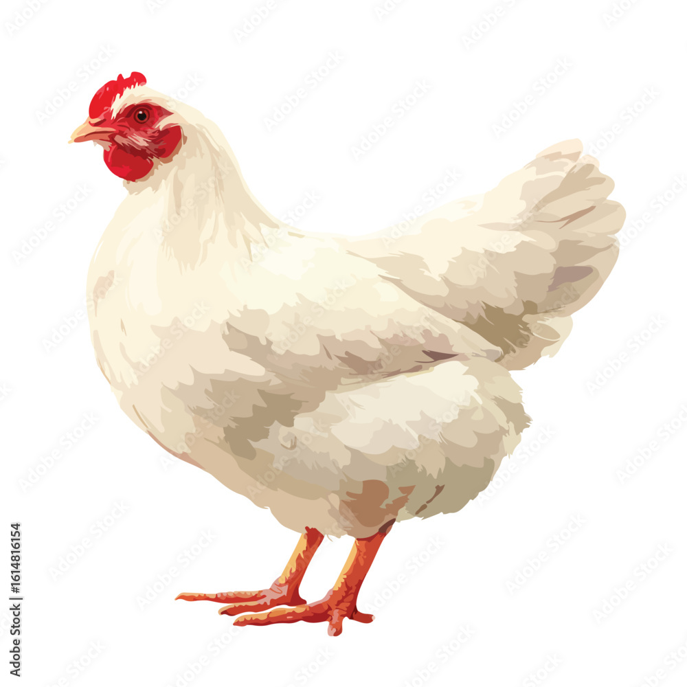 Fototapeta premium chicken isolated in White Background, chicken vector, Flat lay vector illustration