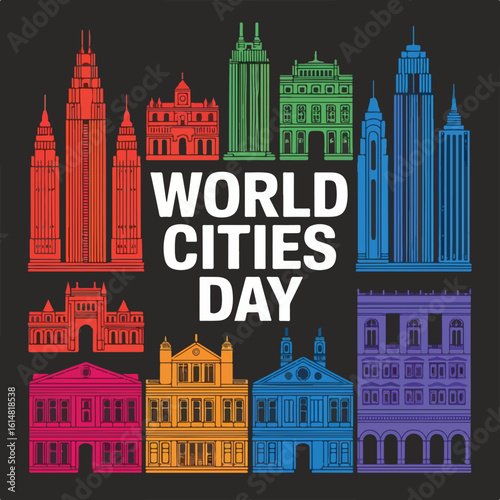 World Cities Day • Urban Sustainability & Global Cityscape Illustration.