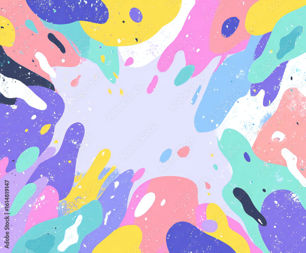 Abstract colorful paint splatters artistic frame background, fun and playful, design element on transparent background Abstract colorful paint splatters artistic frame background, fun and playful, design element on transparent background