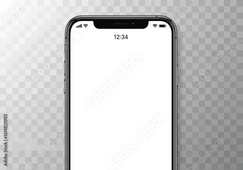 Vector illustration of a modern frameless smartphone mockup with a blank screen for app presentation